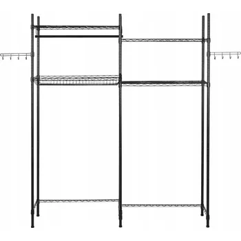 Koupelnový nábytek Regál nad pračku WC 161x34x196,5 cm 4 police Dvojitá řada Černý Odolný proti korozi
