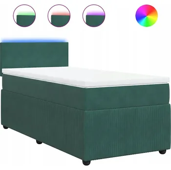 Postel Kontinentální postel s LED osvětlením, tmavě zelená, 200x100x100,5 cm