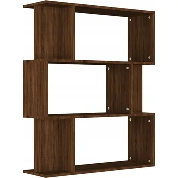 Knihovna Hnědý regál dub 80 x 24 x 96 cm se 3 velkými a 6 menšími přihrádkami