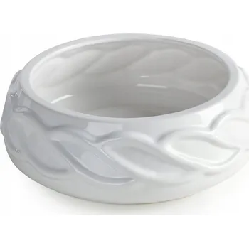 Dekorativní mísa 24x8 cm bílá s reliéfním vzorem z dolomitu