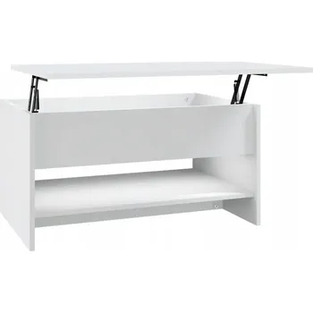 Konferenční stolek Bílý konferenční stolek se zvedací deskou 80 x 50 x 40 cm