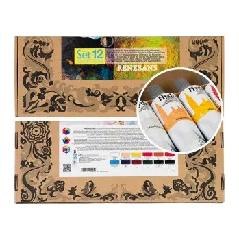 Olejová barva Sada vodou ředitelných barev Renesans 12x60ml