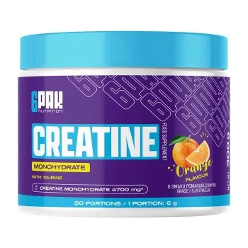 Kreatin 6Pak Nutrition Creatine Monohydrate + taurin 300 g pomeranč - Bodypak Spółka z o.o.