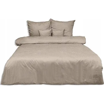 Povlečení Povlečení damaškové 160x200 béžové jednobarevné 1 cm s proužky Matex