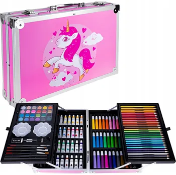 Obraz Umělecká sada Plastické Pastelky pro děti Růžový kufřík Jednorožec