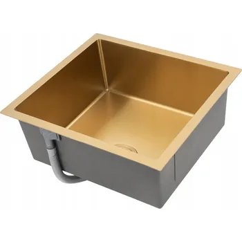 Nerezový dřez Nerezový dřez 45x50 cm ZLATÝ jednokomorový Silvo bez odkapávače sifon