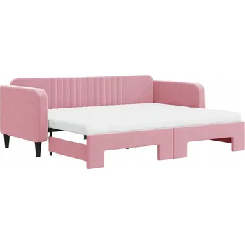 Pohovka Rozkládací pohovka 2 v 1 s matracemi, růžová, 223 x 100 x 75 cm