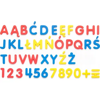 magnetka pro dítě Magnetická písmenka a číslice z pěny EVA, POLSKÉ PÍSMENA 48 dílů