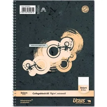 Blok Kroužkový blok Kollegblock Ursus A5, linkovaný - perforovaný, 80 listů