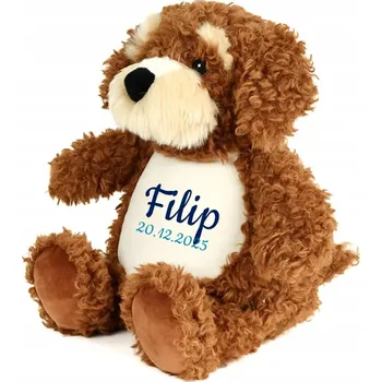 plyšák Medvídek pes s VÝŠIVKOU, personalizovaná metrika dárek plyšová hračka jméno narozeniny