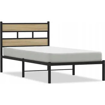Postel Rám postele s čelem, černá/dub sonoma, 196 x 80 x 91,5 cm