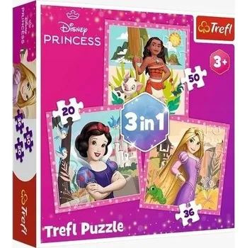 Puzzle 34875 TREFL PUZZLE 3v1 PRINCEZNY, KRÁSNÉ KVĚTINY