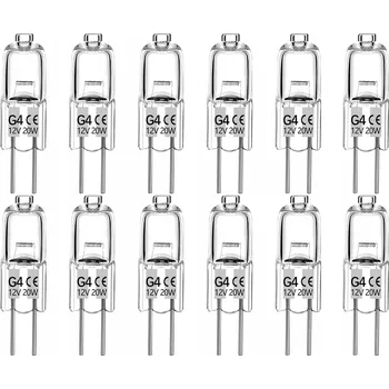Žárovka 12 Ks Halogenová žárovka G4 20W 12V, halogenová ŽÁROVKA KAPSLOVÁ.