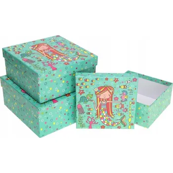 Dárková krabička OZDOBNÁ Krabička NA DÁREK Dárková Krabička Dětská 3ks mořská panna Sada