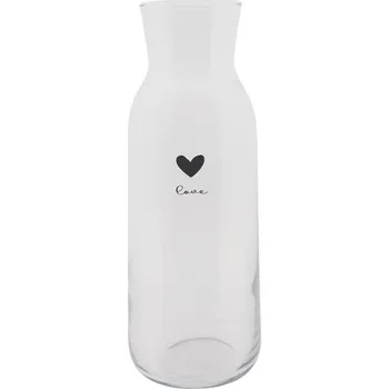 Skleněná karafa s černým srdcem Love - 1000 ml