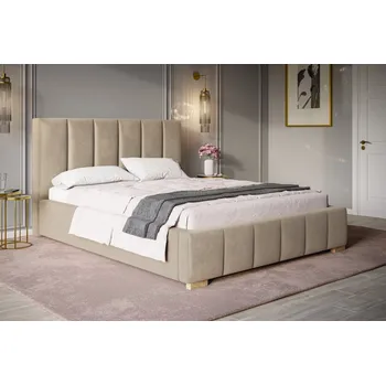 Postel Čalouněná postel BED 1 120x200 béžová velvet