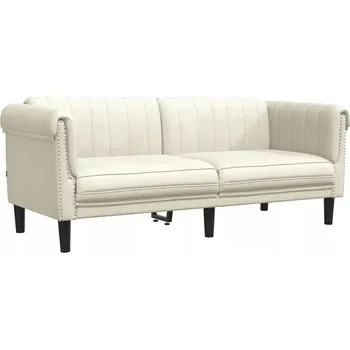 Pohovka Krémová dvoumístná sametová pohovka 182 x 77 x 74 cm