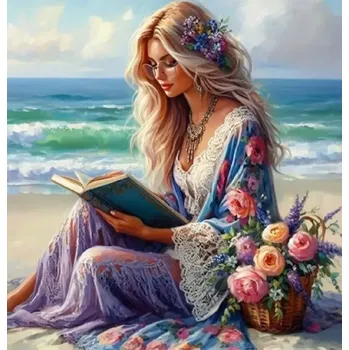 Diamantové malování Diamantové malování Dívka s knihou 30 × 40 cm