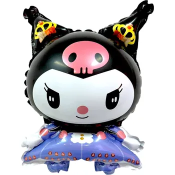 Balónek KUROMI Fóliový balónek SANRIO Dekorace ANIME ČERNO FIALOVÝ DEKOR 25x18cm