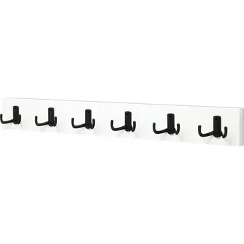 Věšák DŘEVĚNÝ VĚŠÁK NA RUČNÍKY DO KOUPELNY NA ZEĎ, 6 HÁČKŮ, UNIVERZÁLNÍ STYL