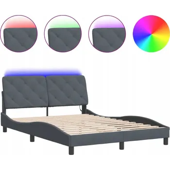 Postel Rám postele s LED podsvícením, tmavě šedá, 208 x 145 x 74,5 cm