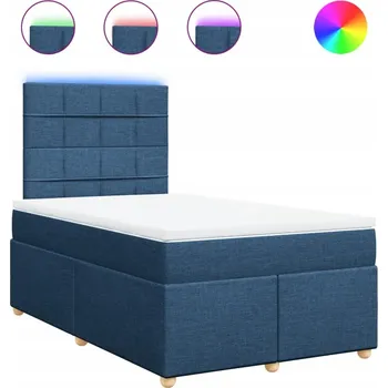 Postel Kontinentální postel 200x120 cm modrá s LED a nastavitelným čelem