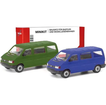 autíčko Sada 2ks: Volkswagen T4 Bus zelená / modrá Minikit 1:87 - Herpa stavebnice VW T4 mikrobus - stavebnice KIT
