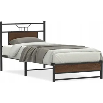 Postel Rám postele hnědý dub 196x96x91,5 cm s čelem a úložným prostorem