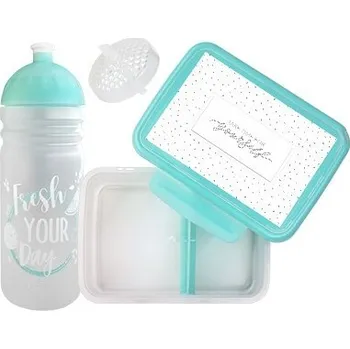 Jídlonosič Set Zdravá lahev 0,7 l a Zdravá sváča - Fresh tyrkys