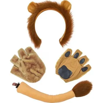Party dekorace 3dílná sada kostýmu lva, sada zvířecího kostýmu lva, lví uši, čelenka, sada tlapek a ocasu, kostým