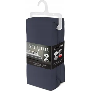 Prostěradlo PROSTĚRADLO S GUMOU BAVLNĚNÝ SATÉN 220x200 TMAVĚ MODRÉ INDIGO