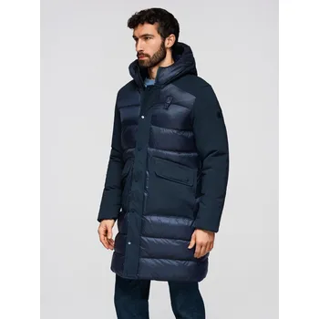 Pánská casual bunda Ombre Men's quilted long jacket with large pockets - navy blue Ombre modrá 2961994