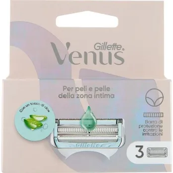 Gillette VENUS pro intimní chloupky a pokožku, 3 náhradní břity pro dámské holicí strojky, pomáhá
