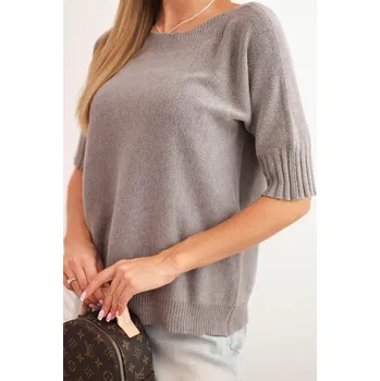 Dámský svetr Dámský svetr z viskózy s krátkým rukávem cappuccino UNI