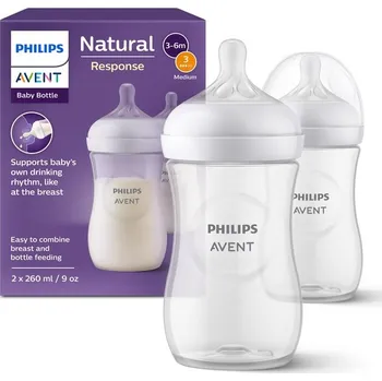 Kojenecká váha Baby Bottle Philips Avent Natural Response: 2 lahvičky pro novorozence o objemu 260 ml, bez BPA, od