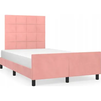 Postel Rám postele s čelem, růžová, 203 x 126 x 118/128 cm, samet