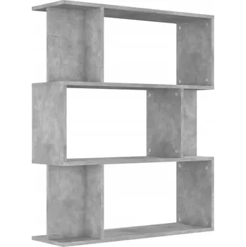 Knihovna Regál na knihy šedý beton 80 x 24 x 96 cm se 3 velkými a 6 malými přihrádkami