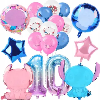 Party dekorace Narozeninová dekorace 10 let – sada 14 balónků pro děti modrá růžová