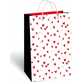 Dárková taška Dárková taška malá ozdobná Srdíčka Srdíčka 15,5 x 23 cm - TM