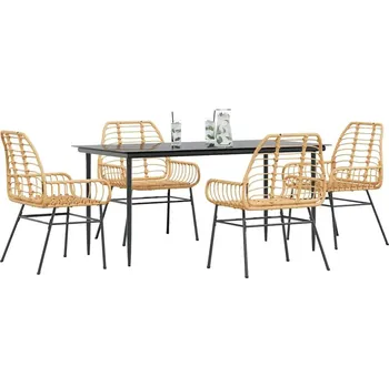 Zahradní sestava vidaXL 5dílný zahradní jídelní set polyratan sklo [3334446] Barva: Hnědá