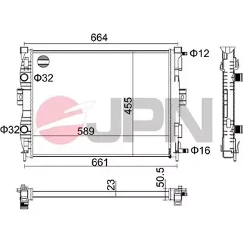 Motor automobilu JPN Chladič vody JPN 60C9045-JPN