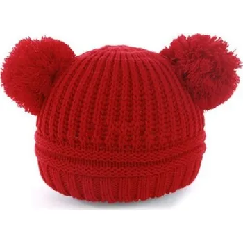 Čepice Dětská zimní pletená čepice s oušky J867 červená
