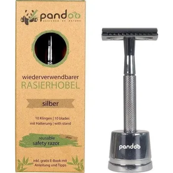 Holicí strojek Holicí strojek PANDOO Kovový holicí strojek stříbrný + žiletky 10 ks