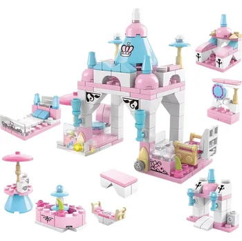 ostatní stavebnice Stavebnice hradu pro princezny 13 x 6.6 x 11 cm Hradní zámek pro dívky 6 v 1 Kreativní stavebnice s věžemi a doplňky
