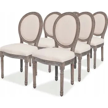 Jídelní židle Krémové lněné jídelní židle, sada 6 ks, 50x56x95,5 cm