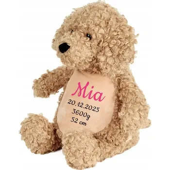 plyšák Medvídek pes s VÝŠIVKOU, personalizovaná metrika dárek plyšová hračka jméno narozeniny