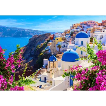 Puzzle Puzzle Santorini s květinami, Řecko 1000 dílků