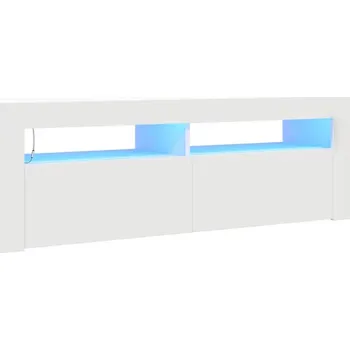 Televizní stolek Bílá TV skříňka s RGB LED osvětlením, 120 x 35 x 40 cm