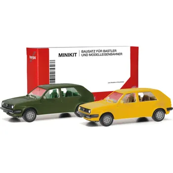 autíčko Sada 2ks: Volkswagen Golf II zelená / žlutá Minikit 1:87 - Herpa stavebnice VW Golf II - stavebnice KIT