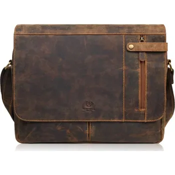 Paolo Peruzzi Pánská kožená vintage taška přes rameno Paolo Peruzzi; hnědá SKL